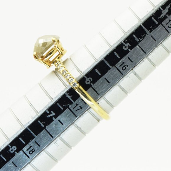 2.03 TCW Round Diamond Engagement Ring 14K Yellow Gold Fancy Yellowish Gray - Picture 3 of 9